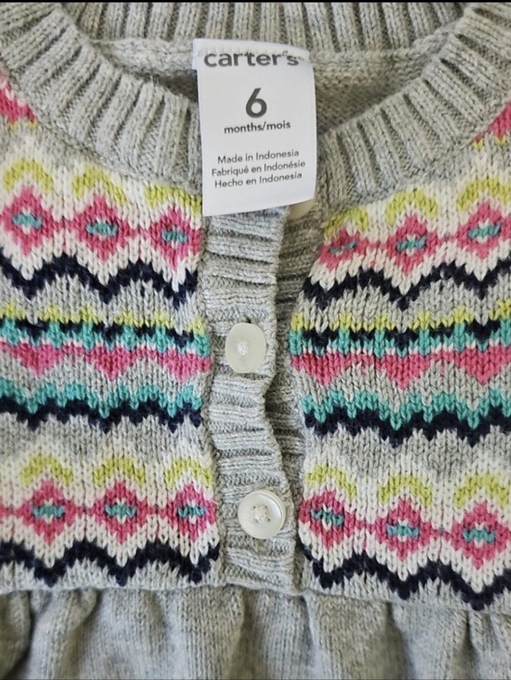 Carter’s | Baby Girl Fair Isle Sweater Dress Outfit Set w/ Hat, Booties & Socks - Picture 10 of 15